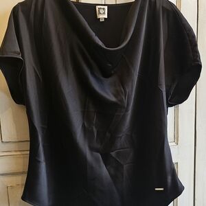 NWOT Anne Klein Black Cowl Neck Blouse